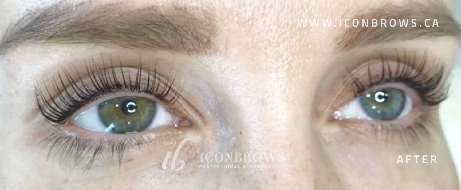 Eyes after lash lift and tint by Iconbrows in Toronto.