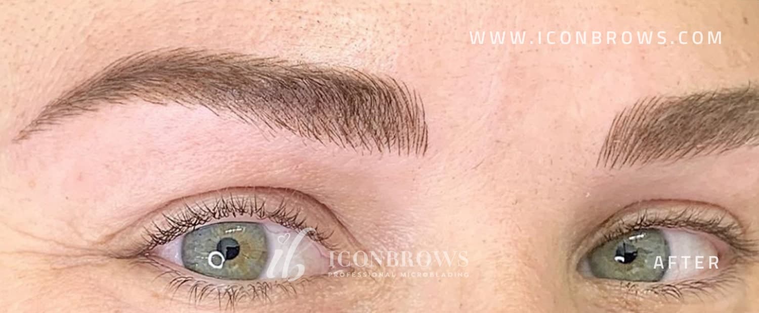 Older woman after successful microblading by Iconbrows.