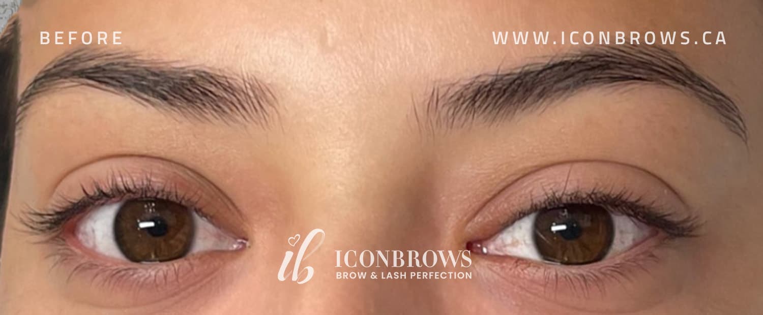 Brows before brow lamination by Iconbrows in Toronto.