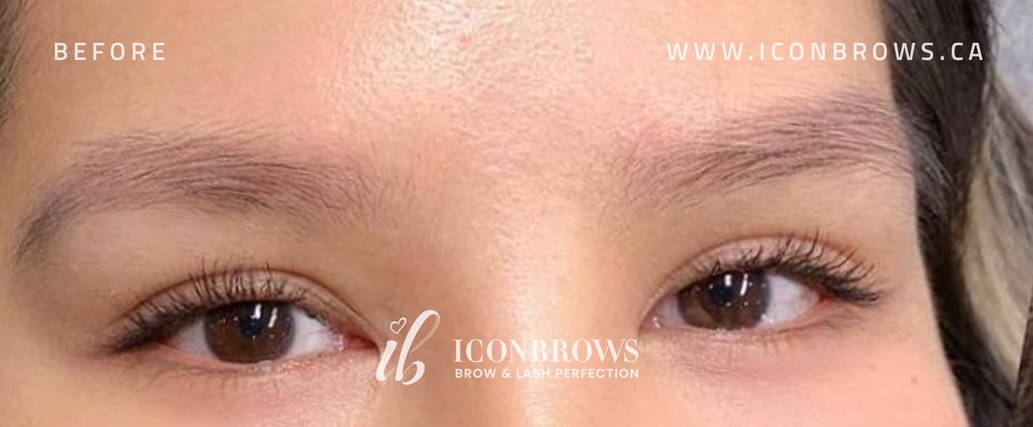 Asian eyebrows before microshading by Iconbrows Toronto.