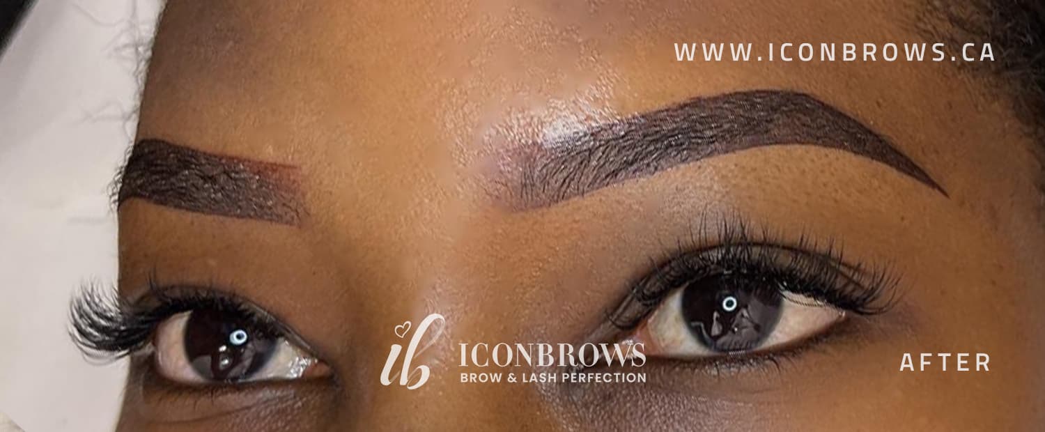 Eyebrows after microshading by Iconbrows Toronto.