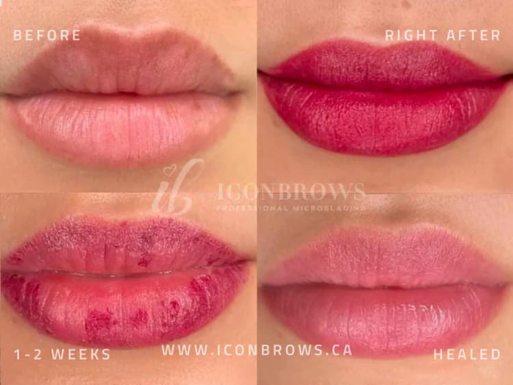 Lip blush adding natural colour by Iconbrows Toronto.