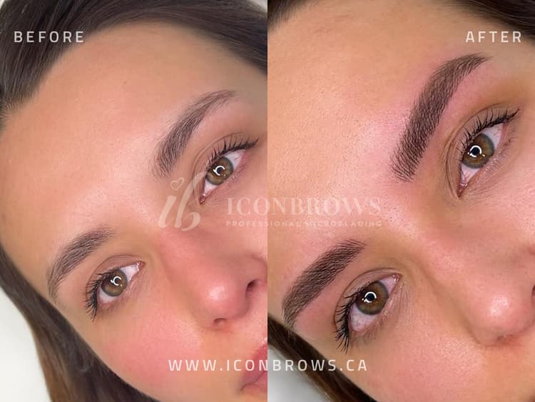 Nano brows correction on beautiful woman by Iconbrows Toronto.