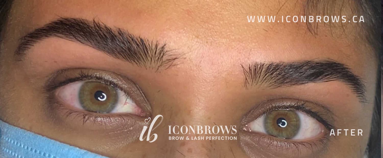Precise eyebrows after threading by Iconbrows in Toronto.