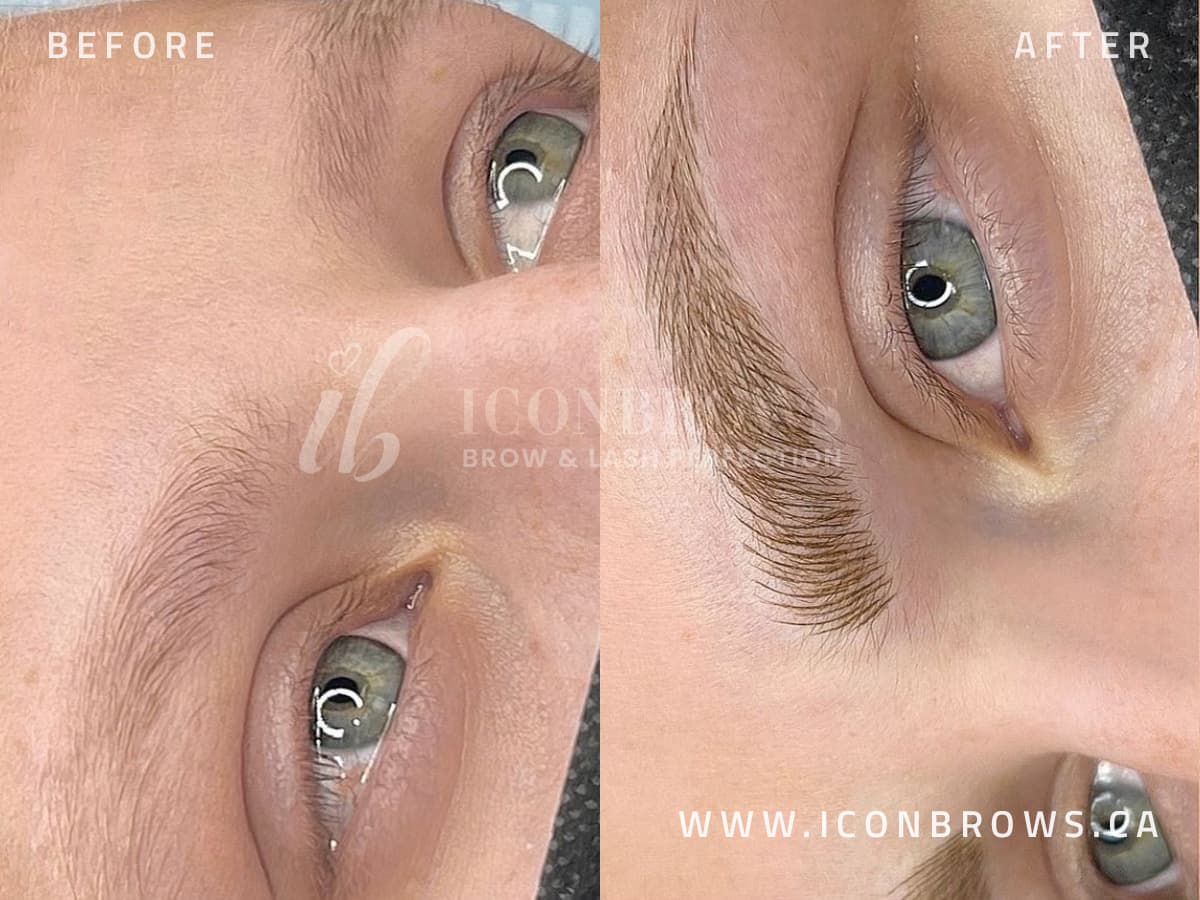 Microblading on female eyebrows in toronto ontario canada by Iconbrows.