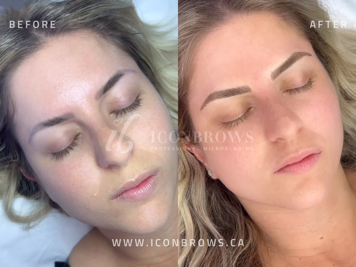 eyebrow microshading microblading combo done to give fuller brows.