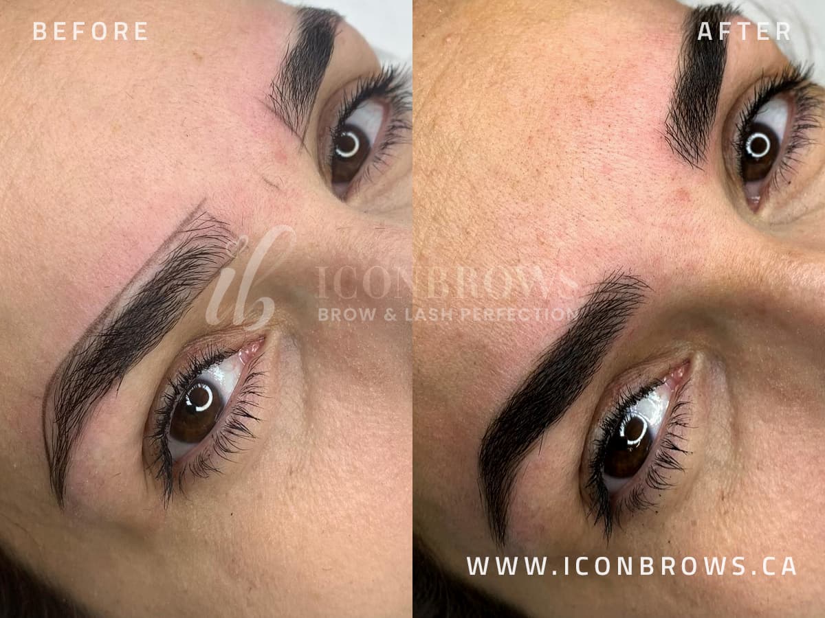 eyebrow microshading microblading combo done to give fuller brows.