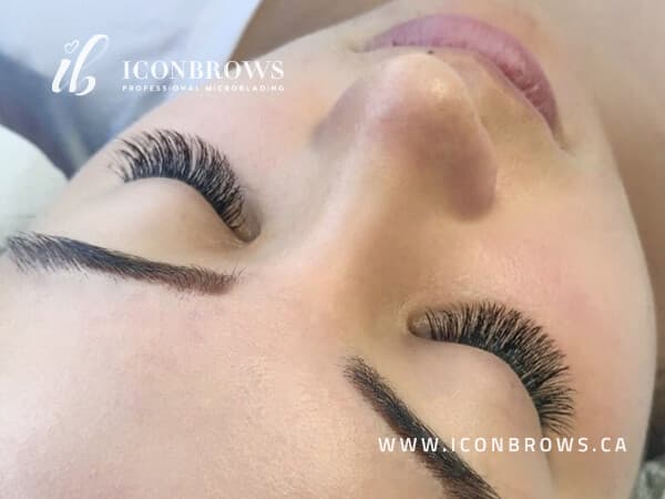 eyelash extensions on woman by iconbrows in Toronto Ontario