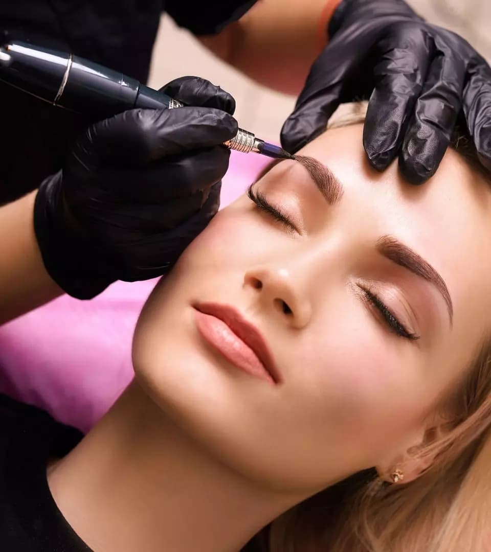microblading training in toronto with student and live model