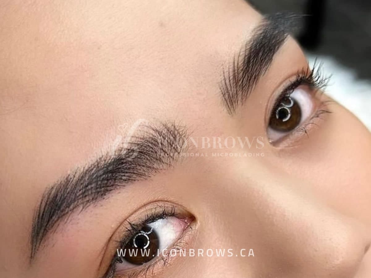 Nano Brows on female eyebrows in toronto ontario canada by Iconbrows.