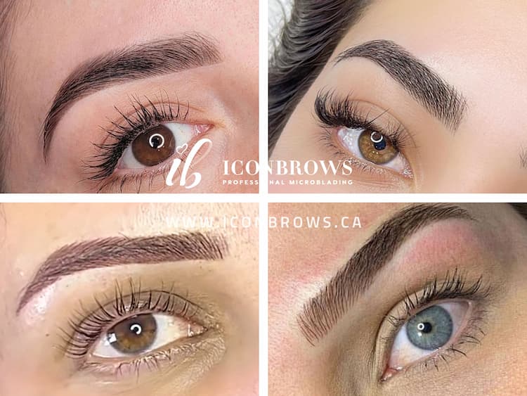 Eyebrow correction cover up on permanent makeup brows done by other providers and studios, brow color correction and previous faded brow cover up by iconbrows - professional microblading in toronto, ontario m8v 0c8.