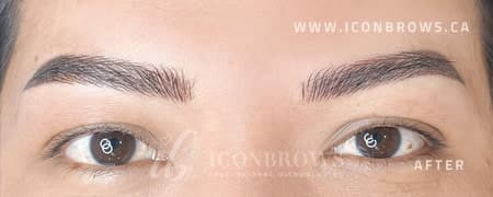 Eyebrows after nano brows by Iconbrows Toronto.