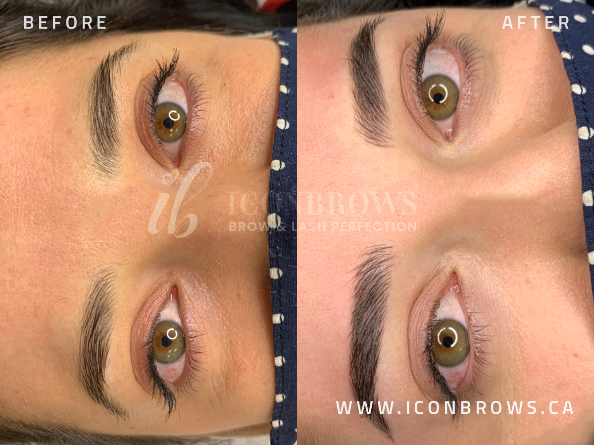Full beautiful brows after microblading by Iconbrows in Toronto