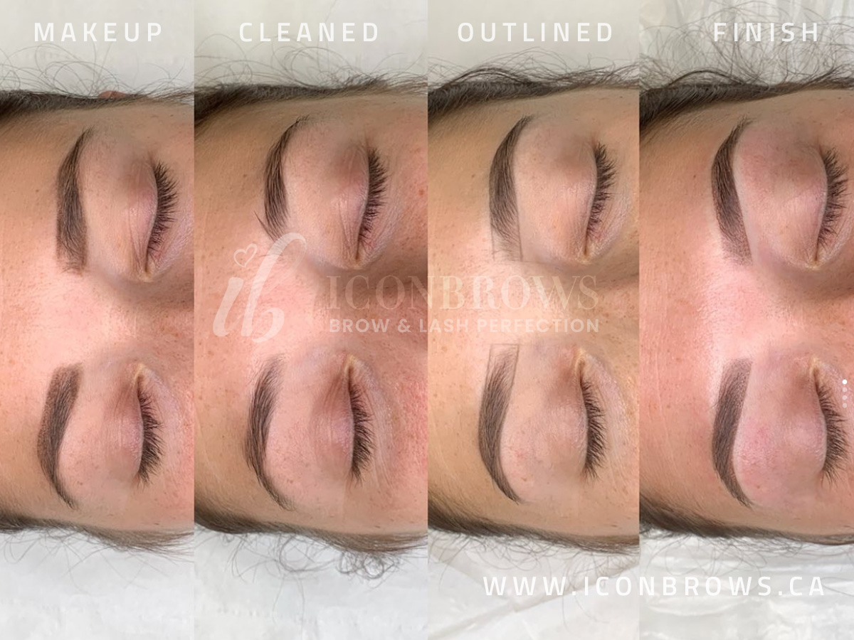 The steps of an ombré brow treatment in Toronto by Iconbrows