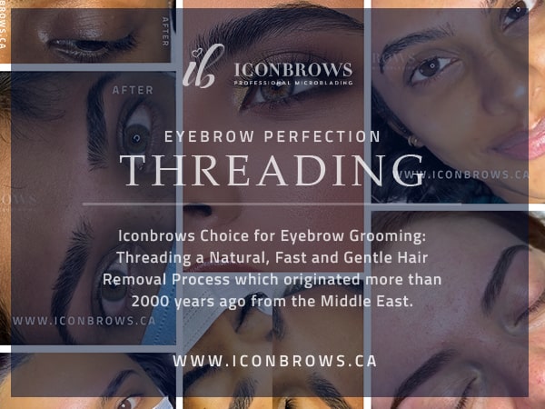 Professional eyebrow threading and shaping session at Iconbrows in Toronto